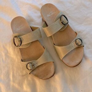 Tan leather Dansko clog sandals